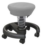 Grauer Sitzhocker für Kinder mit Rollen, seitliche Perspektive