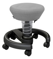 Grauer Sitzhocker für Kinder mit Rollen, seitliche Perspektive