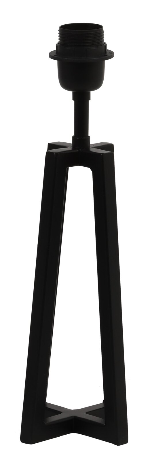 Schwarzer Lampenfuß in moderner, geometrischer Form, frontal abgebildet.