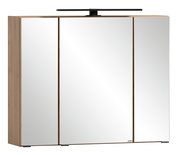 Spiegelschrank mit drei Türen und Holzrahmen, frontale Ansicht