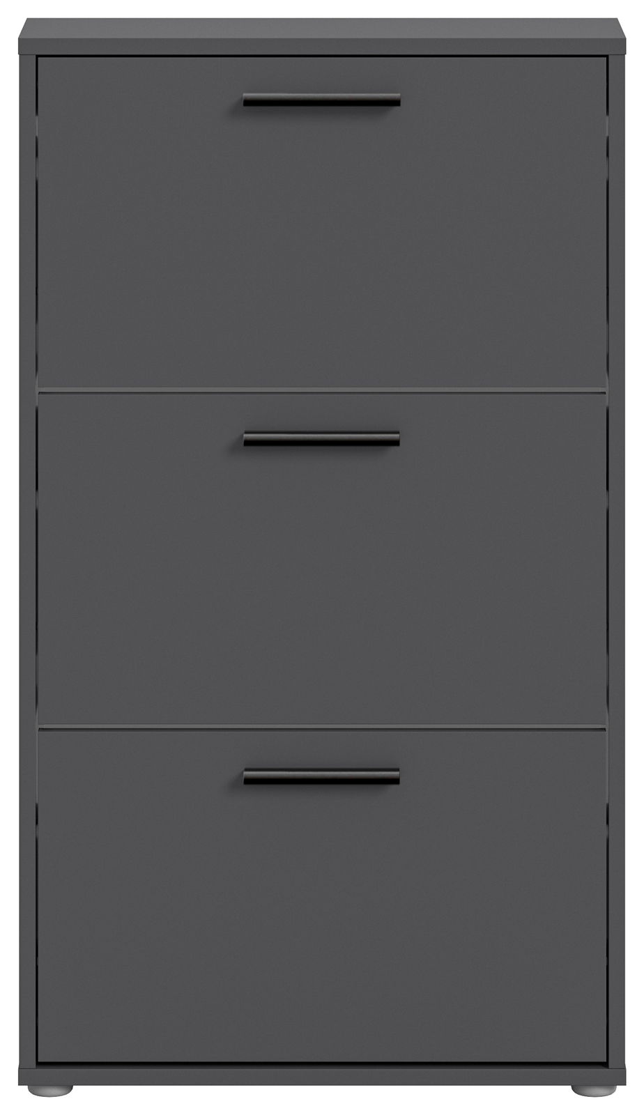 Schuhkipper mit drei Klappen in dunklem Grau, frontale Ansicht