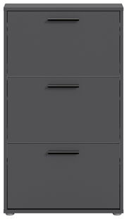 Schuhkipper mit drei Klappen in dunklem Grau, frontale Ansicht