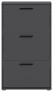 Schuhkipper mit drei Klappen in dunklem Grau, frontale Ansicht