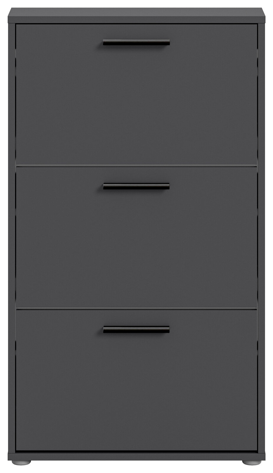 Schuhkipper mit drei Klappen in dunklem Grau, frontale Ansicht