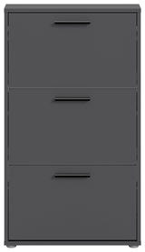 Schuhkipper mit drei Klappen in dunklem Grau, frontale Ansicht