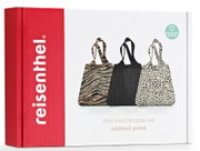 Drie opvouwbare boodschappentassen in de Mini Maxi Shopper-set met dierenprints, vooraanzicht.