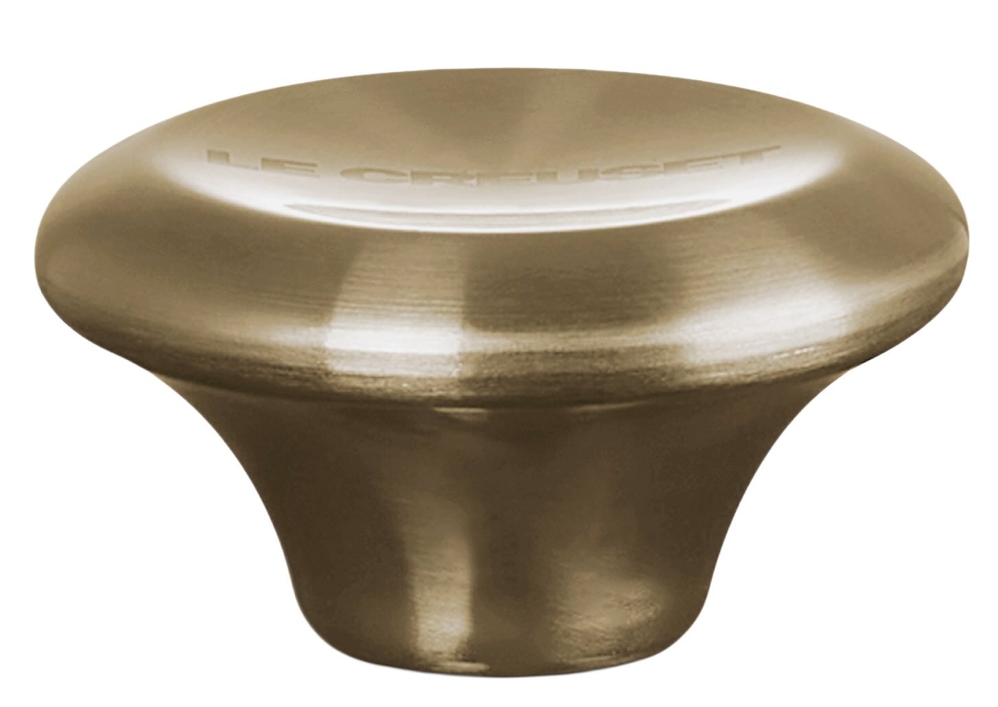 Deckelknopf in Hellgold mit seitlicher Perspektive, 5,7 cm Durchmesser