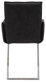 Rückansicht eines Freischwinger-Sessels der Serie SCALA von Valnatura mit schwarzem Polster und Metallgestell.