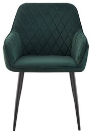 Grüner Armlehnstuhl mit gesteppter Rückenlehne, Vorderansicht