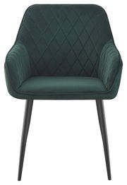 Grüner Armlehnstuhl mit gesteppter Rückenlehne, Vorderansicht