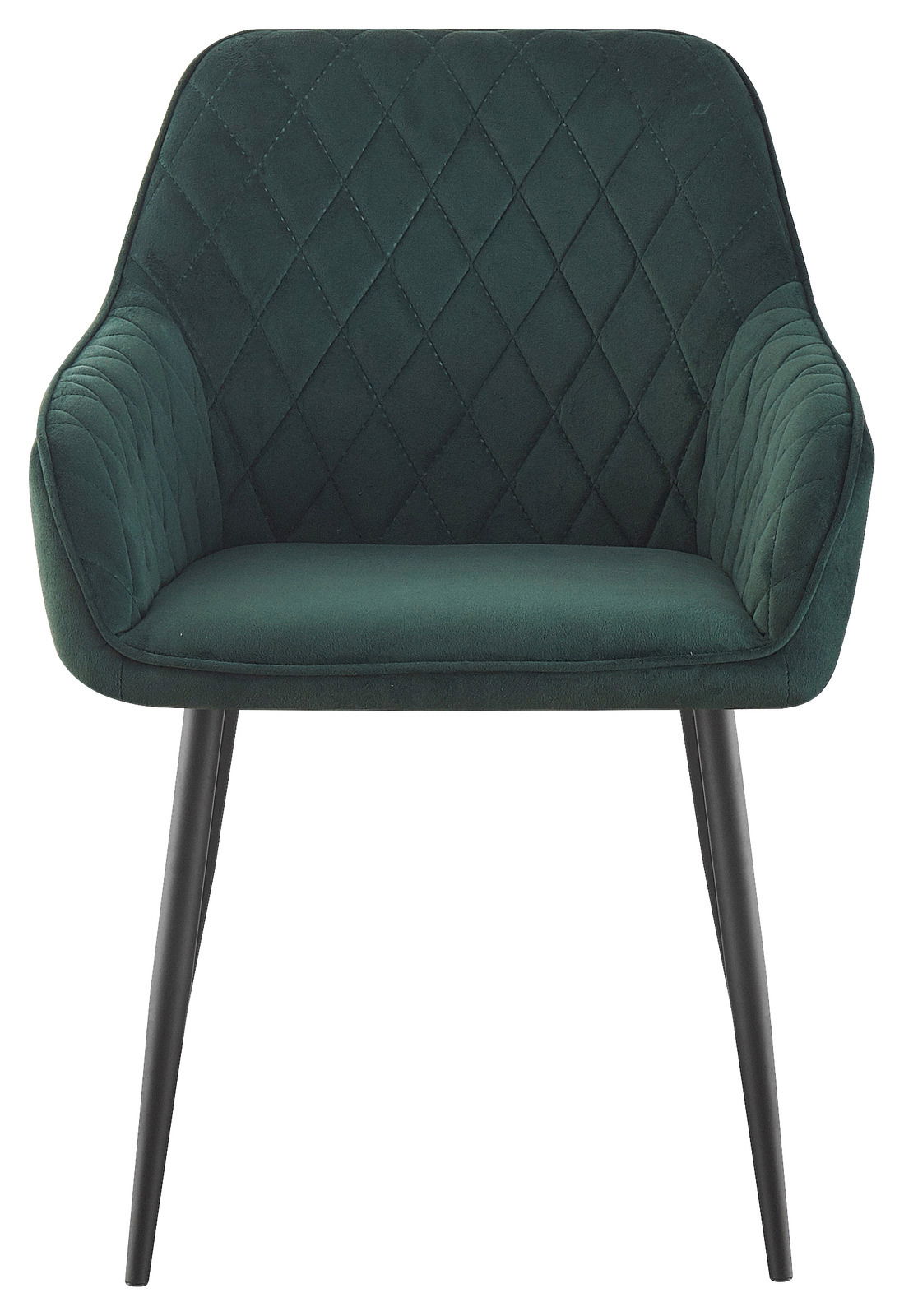 Grüner Armlehnstuhl mit gesteppter Rückenlehne, Vorderansicht