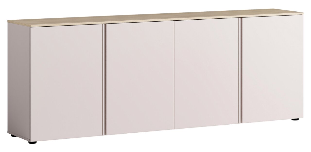 Voleo XL-Sideboard MILTON XL-Sideboard in heller Farbe mit vier Türen, seitliche Perspektive