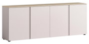 XL-Sideboard in heller Farbe mit vier Türen, seitliche Perspektive