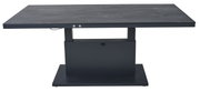 Elektrisch verstelbare tuintafel in een moderne, donkere stijl, gezien vanaf de voorkant.