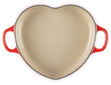 Herzförmiger, kirschroter Gourmet-Topf von oben, Le Creuset, 20 cm, HEART COLLECTION