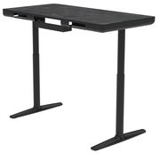 Moderner E-Schreibtisch in schwarzer Farbe, seitliche Perspektive