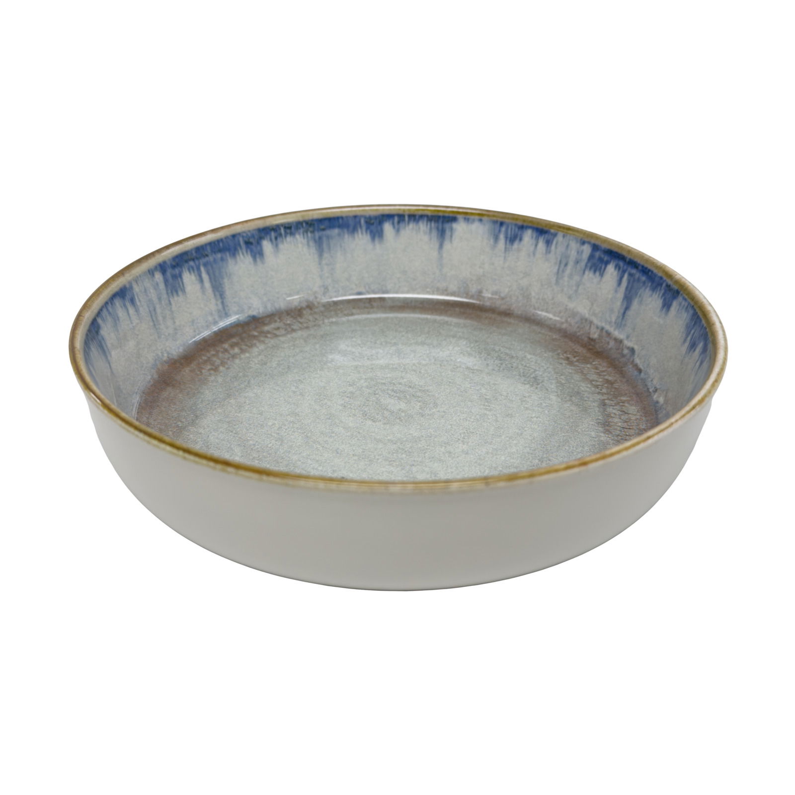 Keramikschale mit blauem Rand, seitliche Perspektive
