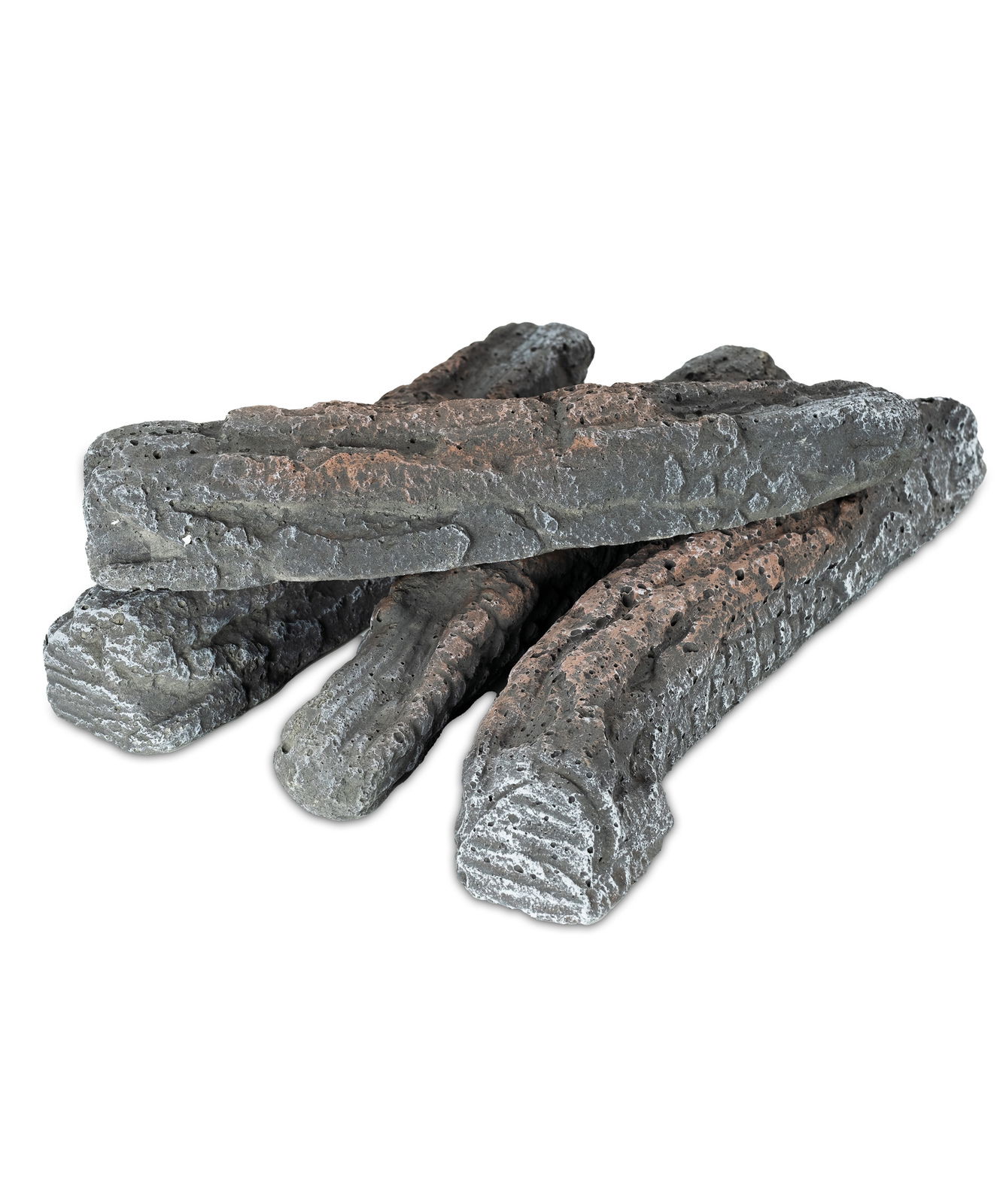 Clifton Holzscheit-Imitat CLIFTON Holzscheit-Imitat aus grauem Material, gestapelt in einer schrägen Perspektive.