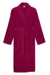 Bademantel mit Schalkragen in kräftigem Rot, Vorderansicht