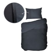 Dunkelgraue Bettwäsche 155x220cm mit Kissenbezug, Draufsicht, Detailansicht der Textur