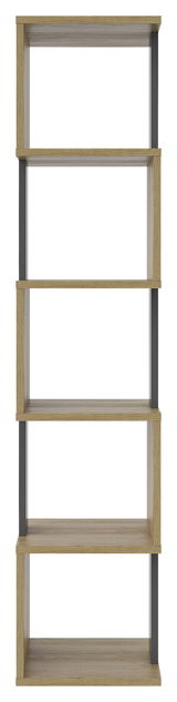 Schmales Regal XORA ARTLINE mit fünf Ebenen, aus Holz und Metall, Frontalansicht