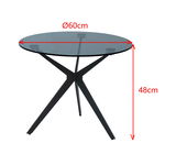 Runder Beistelltisch mit Glasplatte, Durchmesser 60 cm, Höhe 48 cm, seitliche Perspektive