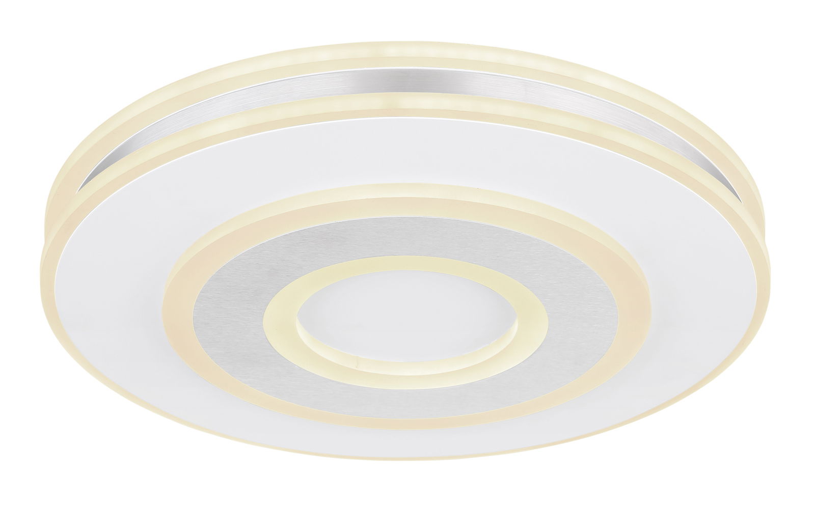Moderne Deckenleuchte MARU in runder Form mit mehreren konzentrischen Kreisen, seitliche Perspektive