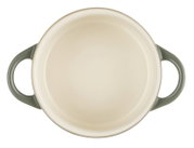 Obenansicht einer Mini-Cocotte Klassik 10 cm in Thymianfarbe mit zwei Henkeln.