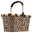 Reisenthel Carrybag FRAME LEO MACCHIATO Leopardenmuster-Einkaufskorb mit goldfarbenem Rahmen und braunem Griff, seitliche Perspektive