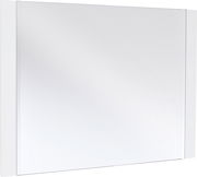 Moderner rechteckiger Wandspiegel mit weißem Rahmen, seitliche Perspektive