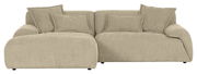 Beige Rundecke Sofa mit mehreren Kissen, Vorderansicht