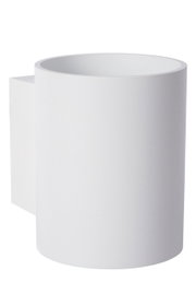 Moderne witte wandlamp in cilindrische vorm, zijaanzicht