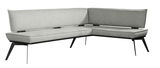 Graue Eckbank mit modernem Design, seitliche Perspektive