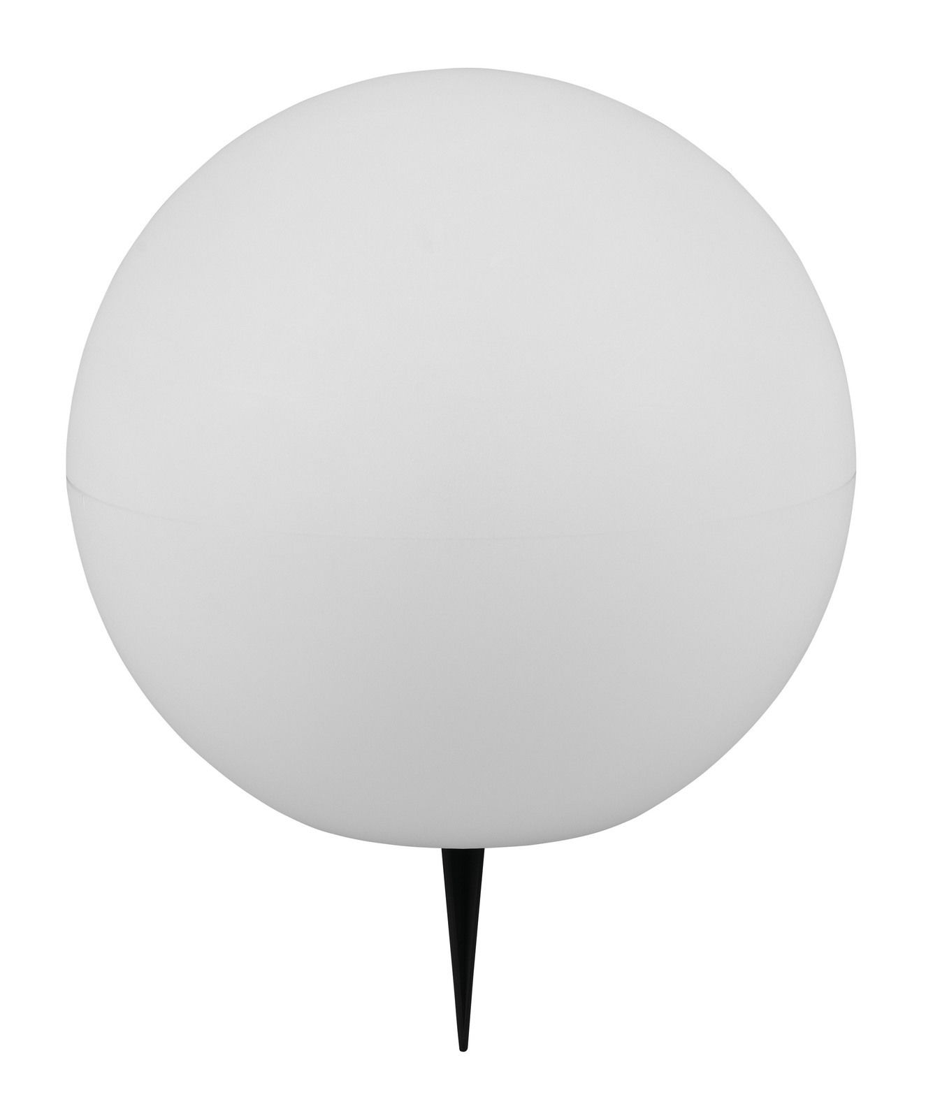 Kugelförmige Solar-Außenleuchte MELO mit Erdspieß, frontal betrachtet