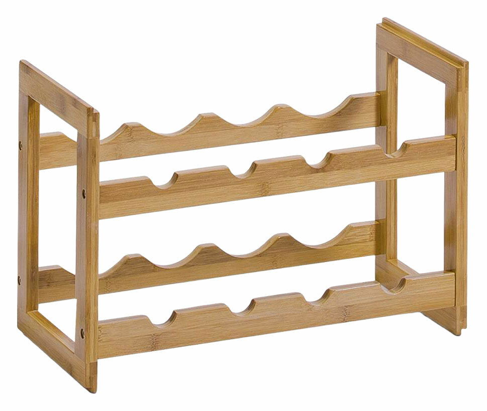 Zeller Present Weinregal für 8 Flaschen Weinregal aus Holz für 8 Flaschen, seitliche Perspektive