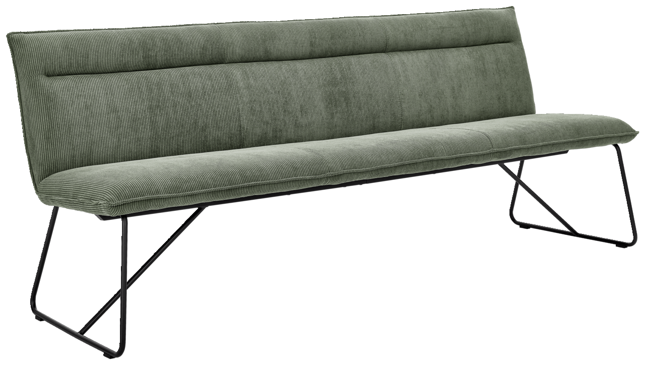 Johann Jakob Sitzbank CALAS Grüne Sitzbank mit modernem Design und Metallgestell, seitliche Perspektive