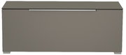Frontansicht eines grauen TV-Lowboards der Serie BORMIO mit schlichtem Design und silbernem Griff.