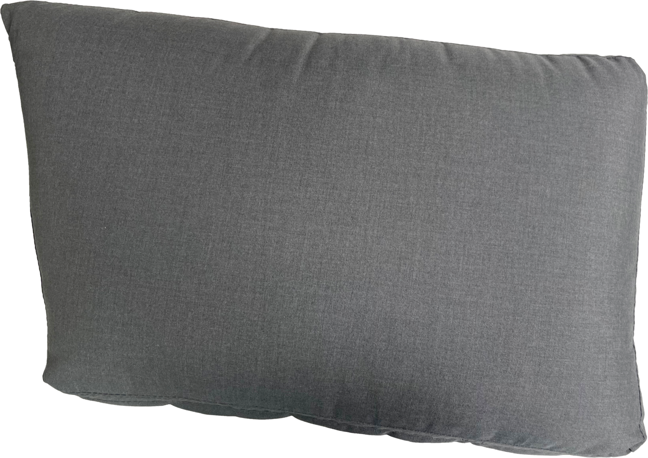 Graue Lounge-Rückenlehne in rechteckiger Form, seitliche Perspektive