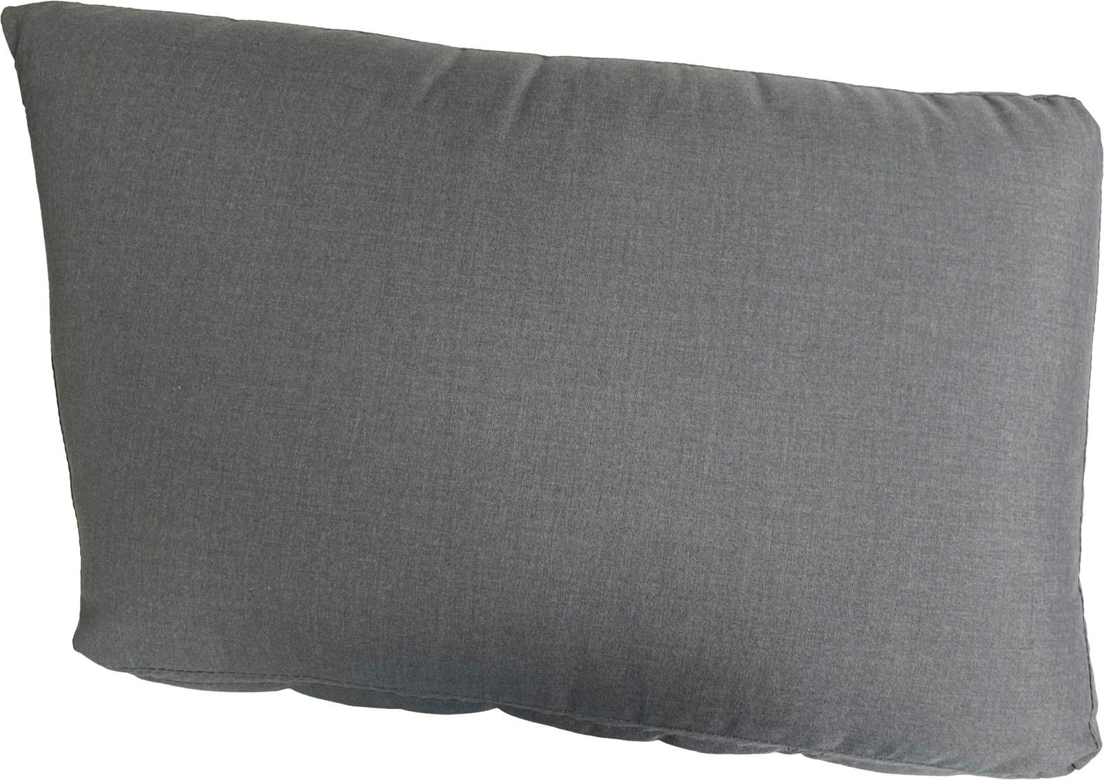 Graue Lounge-Rückenlehne in rechteckiger Form, seitliche Perspektive