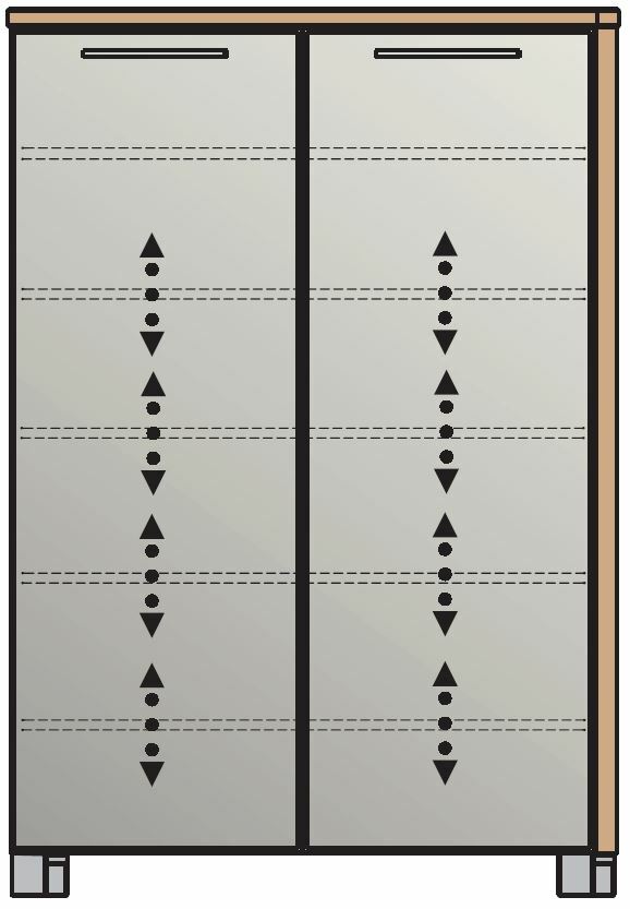 Hoch-Schuhkommode mit zwei Türen, Frontansicht