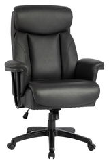 Schwarzer Chefsessel aus Leder, Frontalansicht