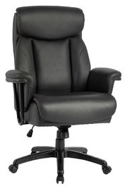 Schwarzer Chefsessel aus Leder, Frontalansicht