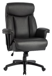 Schwarzer Chefsessel aus Leder, Frontalansicht