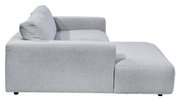 Zijaanzicht van een grijze longchair-set met een modern ontwerp.