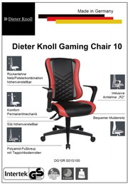 Racing Bürostuhl in Rot und Schwarz mit höhenverstellbarer Rückenlehne, Komfort-Permanentmechanik und bequemer Muldensitz, seitliche Perspektive