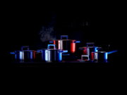 WMF Ultimate Cool Topf-Set 5-teilig in moderner Küche, seitliche Perspektive, mit Dampf aufsteigend aus einem Topf.