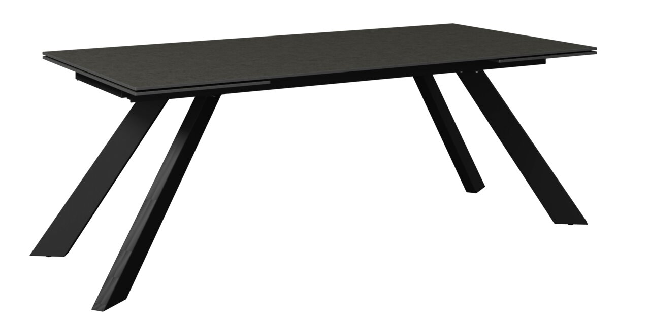 Amatio Gartentisch SATO Moderner schwarzer Gartentisch mit schrägen Beinen, seitliche Perspektive