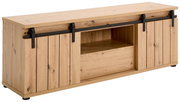 Holz-Lowboard mit Schiebetüren aus Metall, Frontansicht