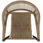 Stapelsessel aus Rattan, von oben betrachtet, mit gebogenem Rückenlehnen-Design.