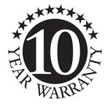 10 Jahre Garantie Siegel, schwarz-weiß, frontal